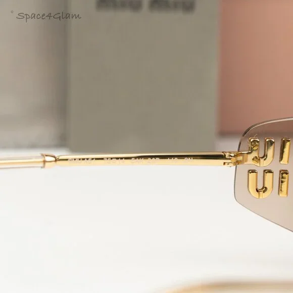 Miu Miu Men Sunglasses Gold Bronze Mirror Gradient Rectangle MUA51S 5AK20P NEW